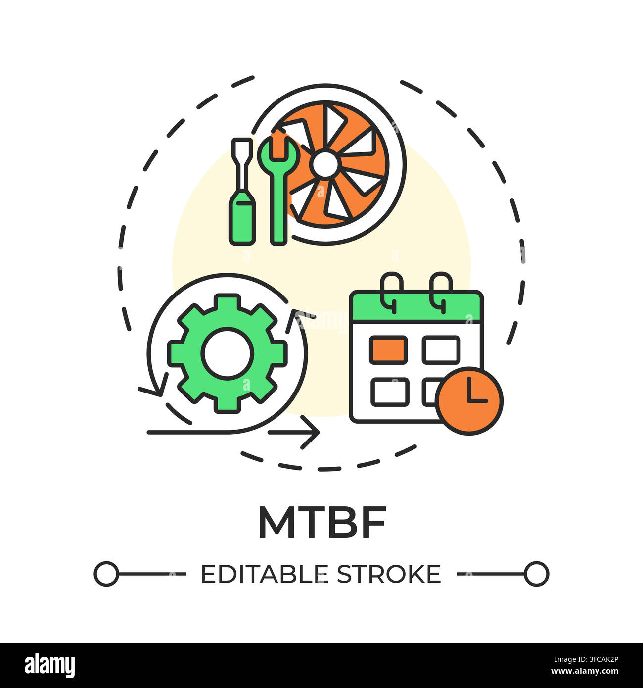 MTBF multi color concept icon Stock Vector