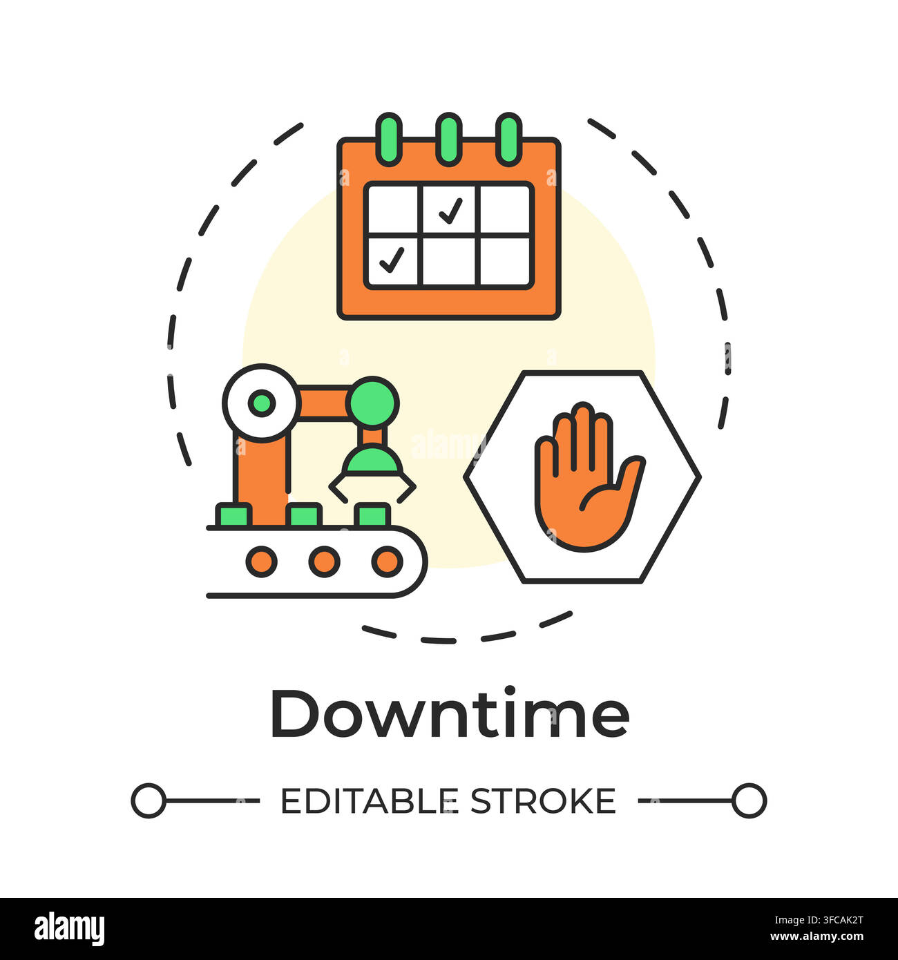 Downtime multi color concept icon Stock Vector