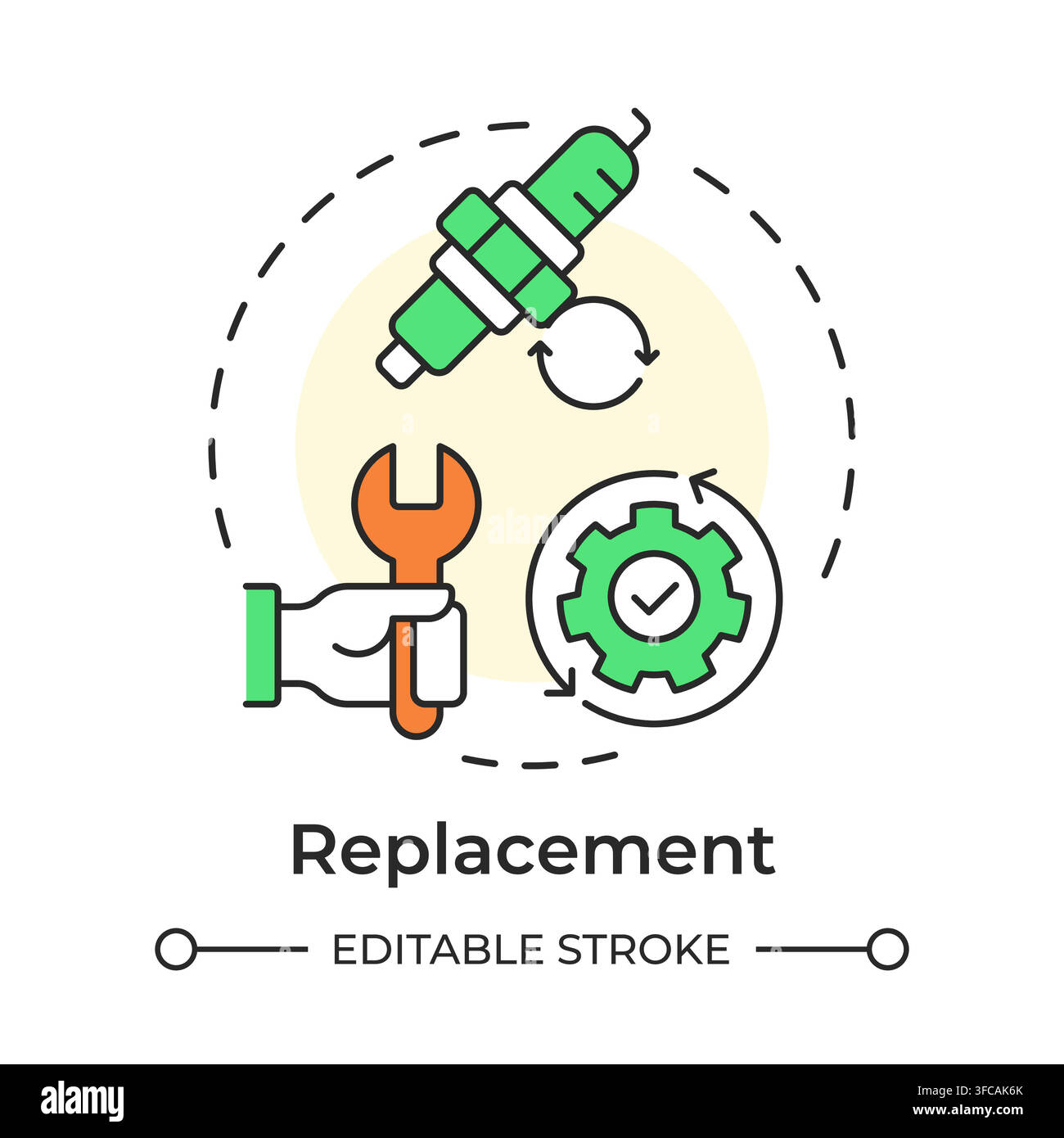 Replacement multi color concept icon Stock Vector