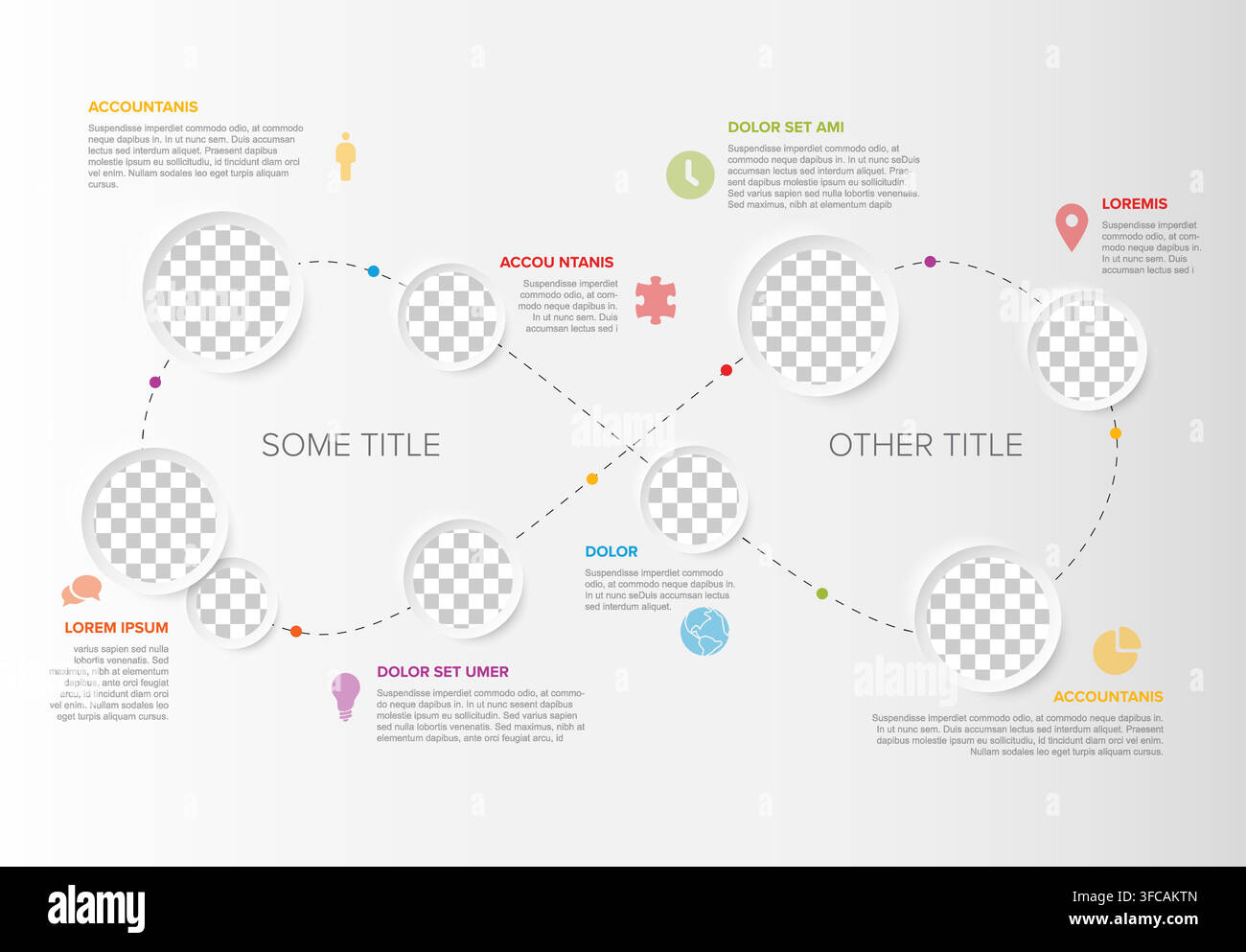 Create a professional presentation with this modern infinity loop infographic. This infinity loop infographic template features clean photo placeholde Stock Vector