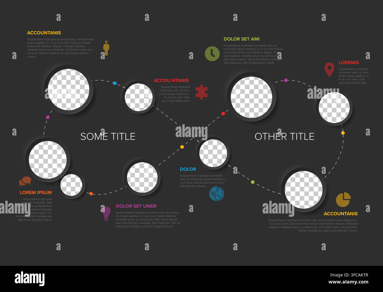 This infographic template features an infinity loop design for business data. Use this infinity loop infographic template to display your creative inf Stock Vector