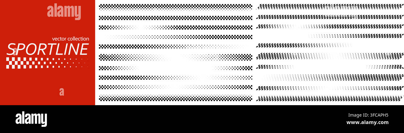 Checkered sport line collection vector isolated Stock Vector