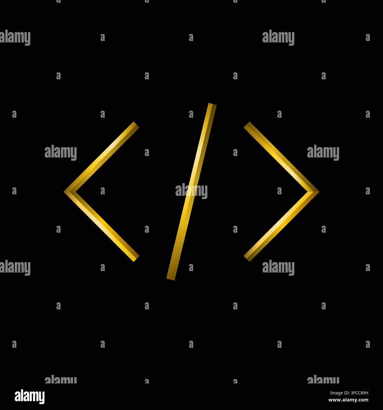 Coding data icon, golden metallic thin 3d lines vector illustration collection. Stock Vector