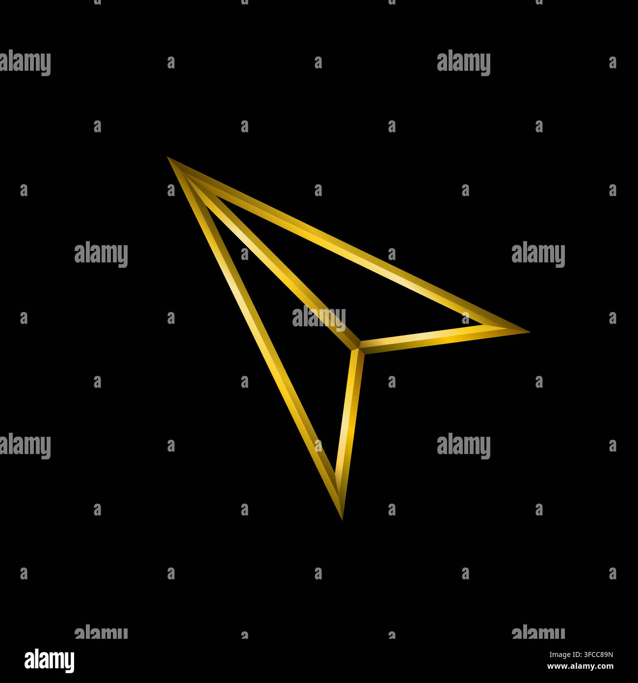 Share link Map cursor icon, golden metallic thin 3d lines vector illustration collection. Stock Vector