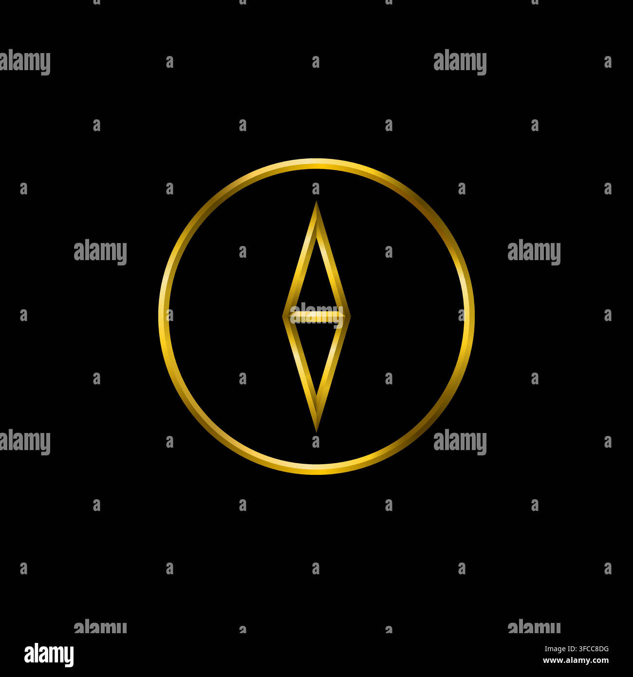 Compass icon, golden metallic thin 3d lines vector illustration collection. Stock Vector