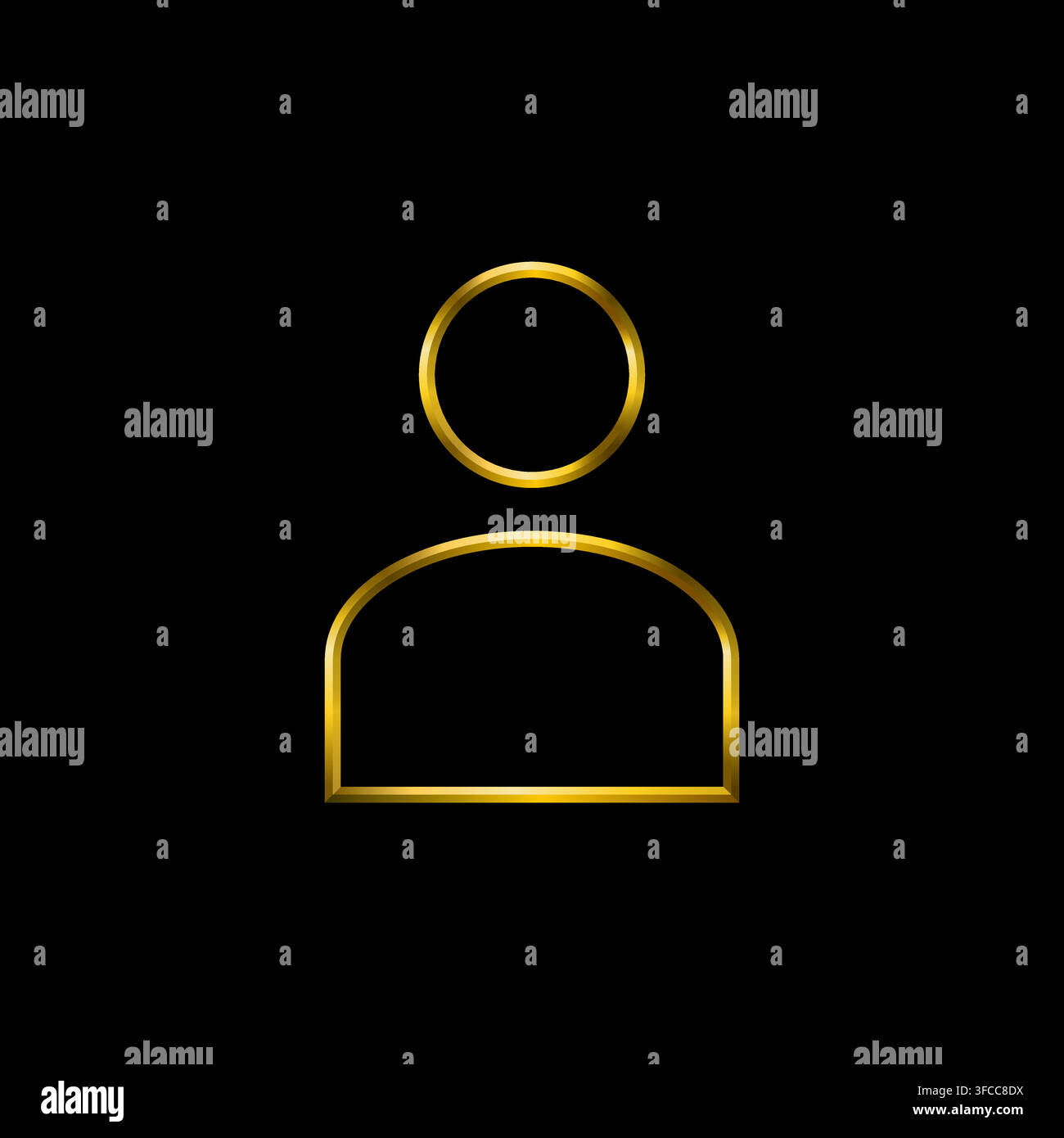 User icon, golden metallic thin 3d lines vector illustration collection. Stock Vector