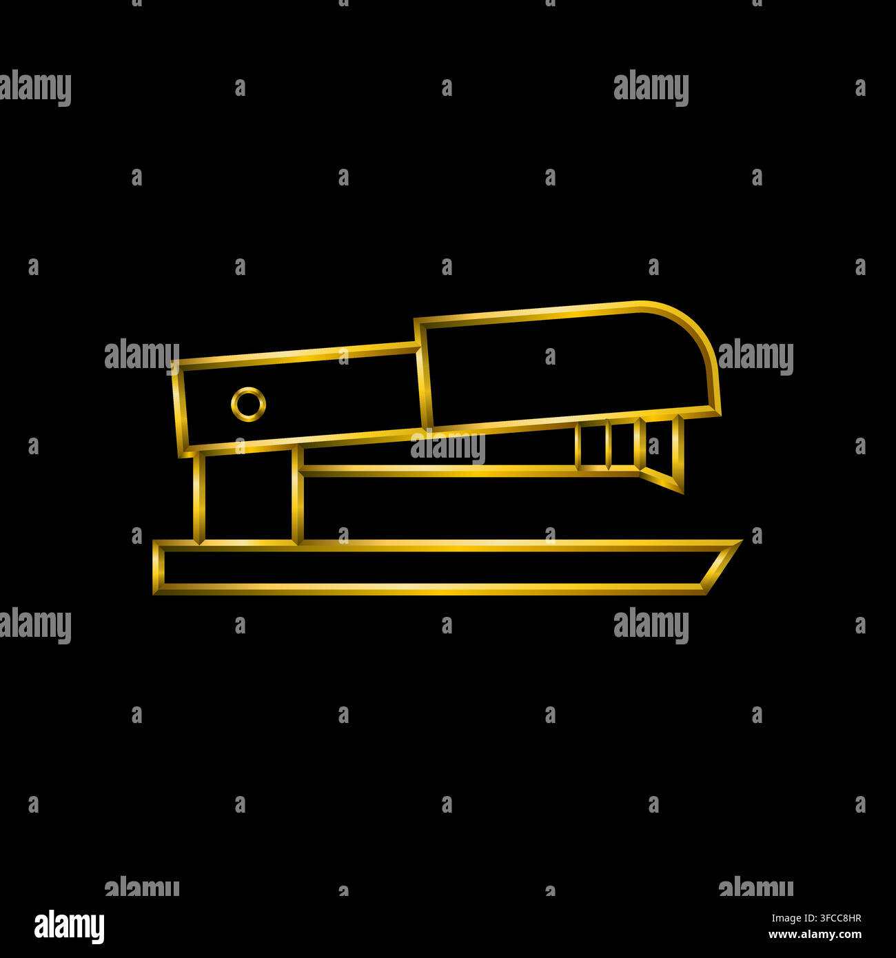Stapler icon, golden metallic thin 3d lines collection. Stock Vector