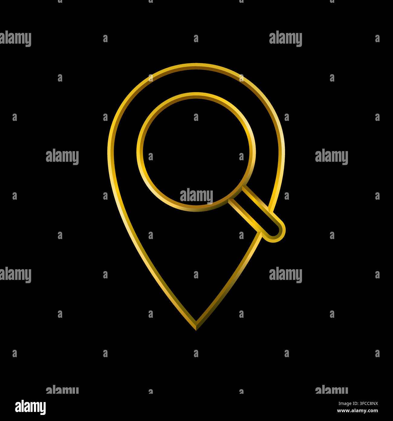 Locate pin marker icon. Metallic gold icons set collection. Stock Vector