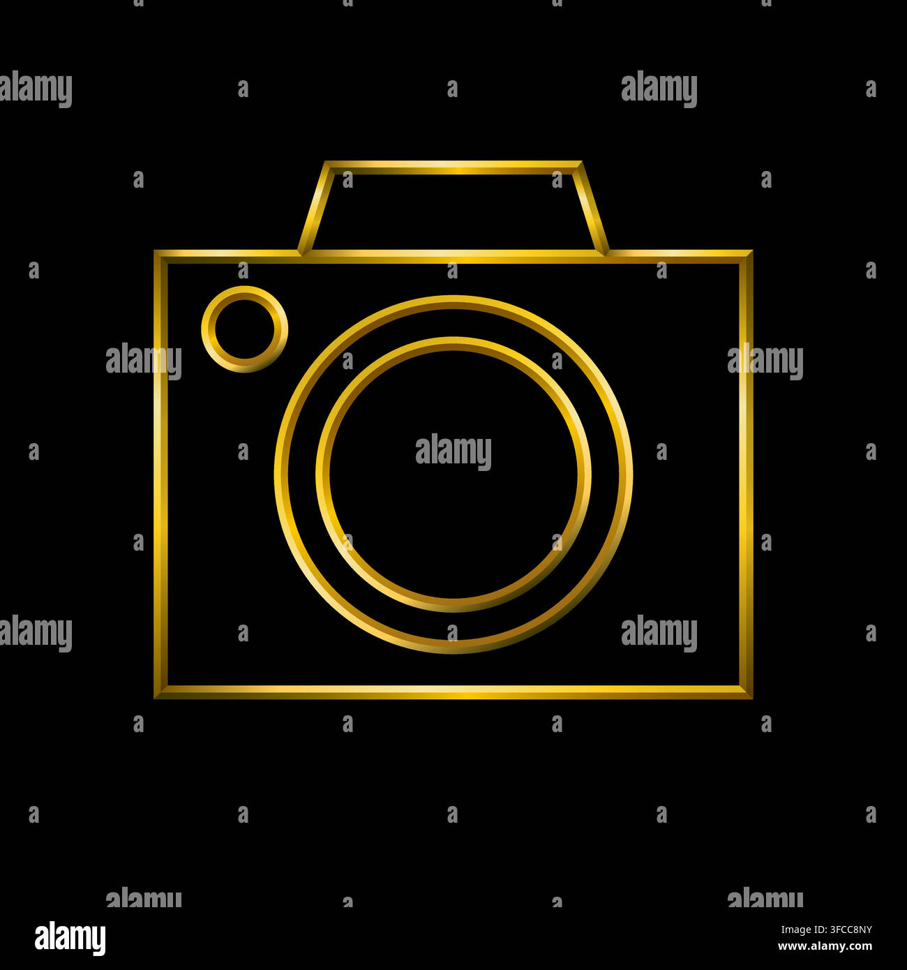Camera icon. Metallic gold icons set collection. Stock Vector
