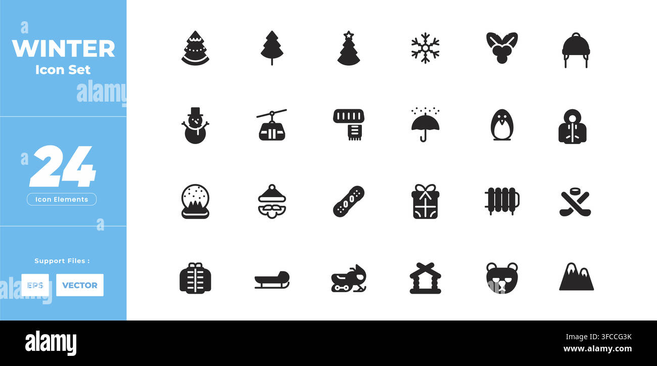 Winter Icon Set Vector Elements Collection Stock Vector