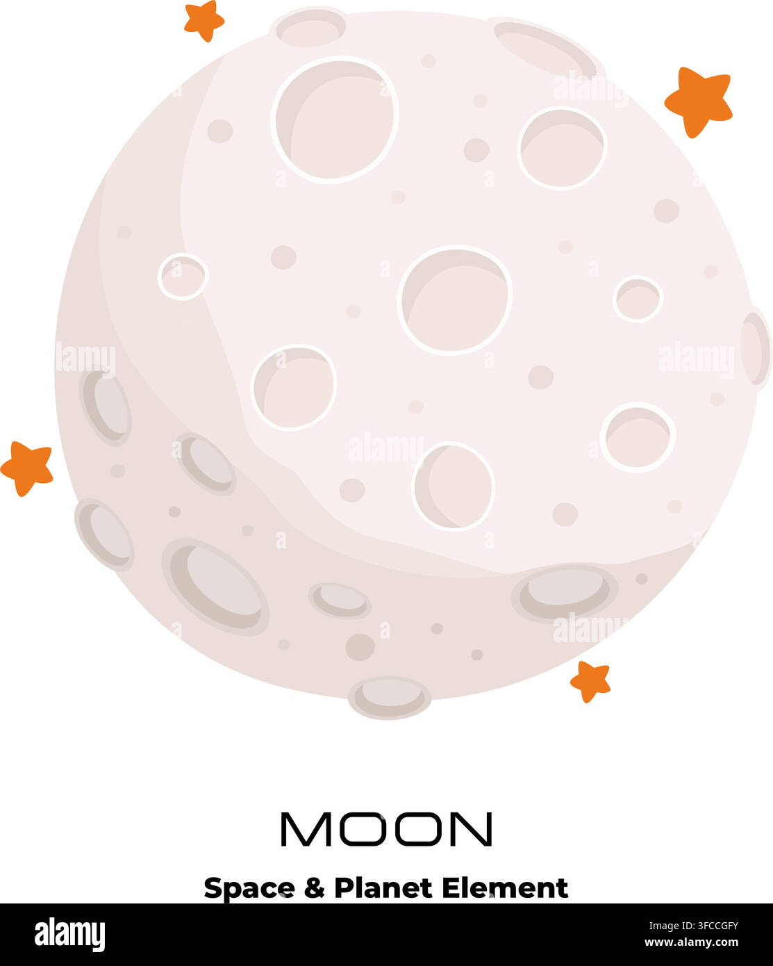 Full Moon Surface Vector Illustration Concept Stock Vector