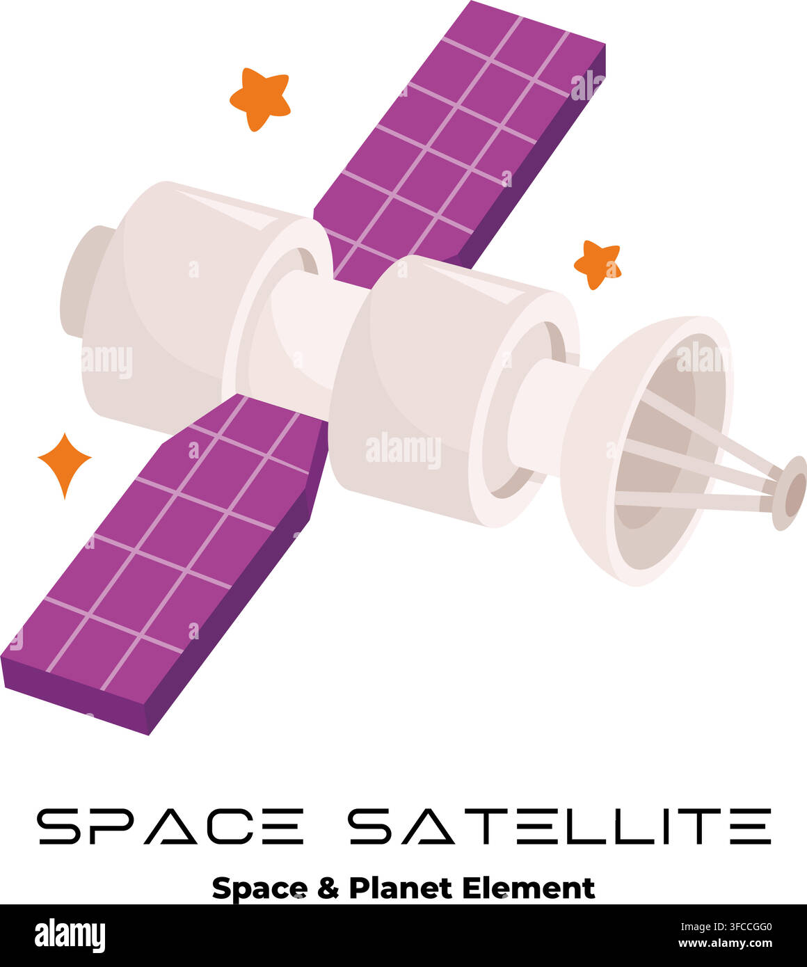Space Satellite Orbiting Vector Illustration Stock Vector