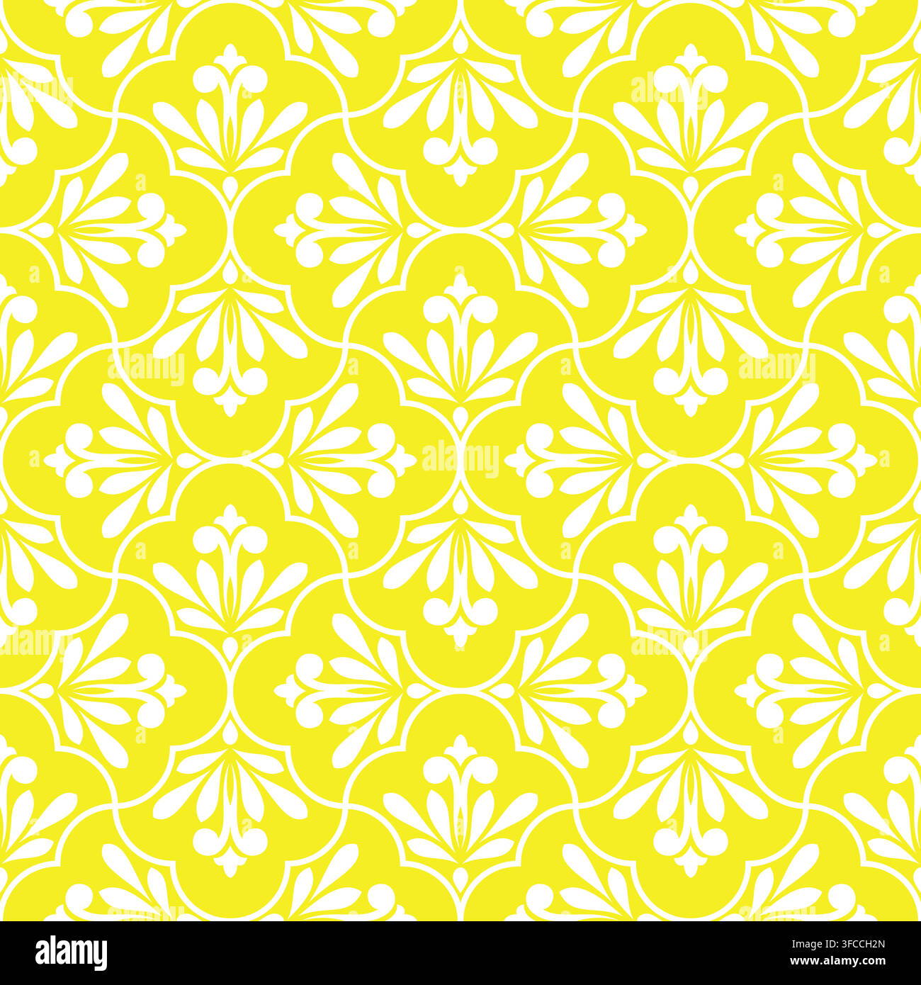 Flower geometric pattern. Seamless vector background. White and yellow ornament Stock Vector