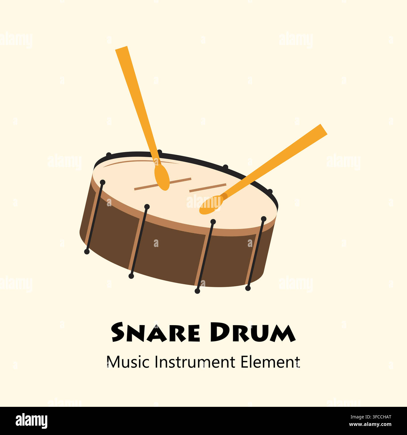 Snare Drum with Drumsticks Vector Illustration Stock Vector