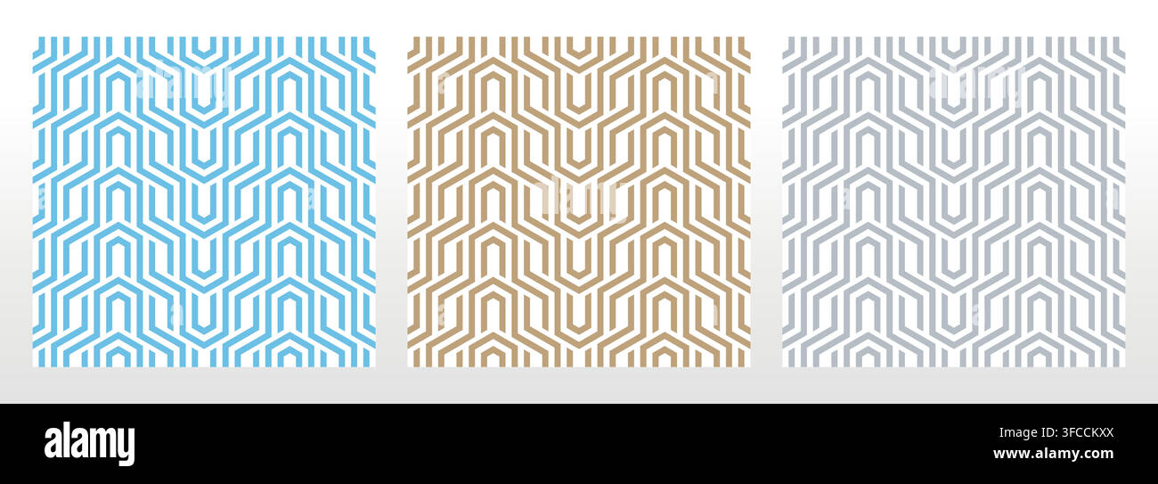 Set of abstract geometric patterns. Seamless vector backgrounds. Colored ornaments Graphic modern patterns Simple lattice graphic design Stock Vector