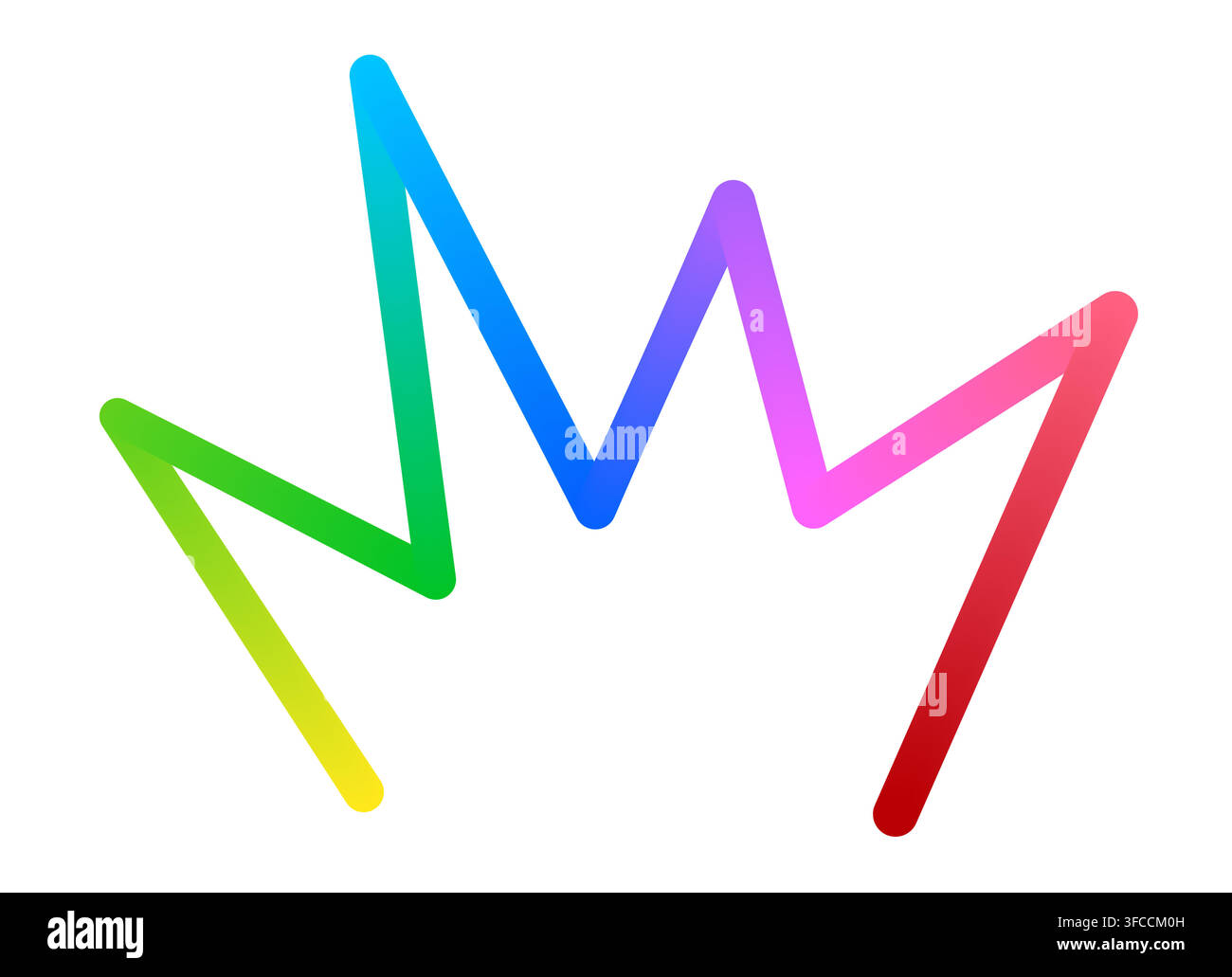 Abstract colorful gradient zig zag line element isolated white background. Stock Vector