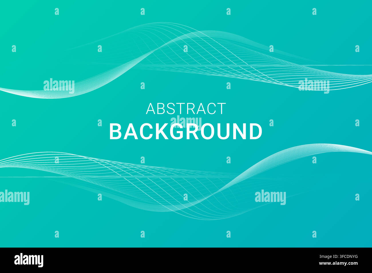 Abstract gradient background with thin waves. Green and blue. Vector illustration Stock Vector