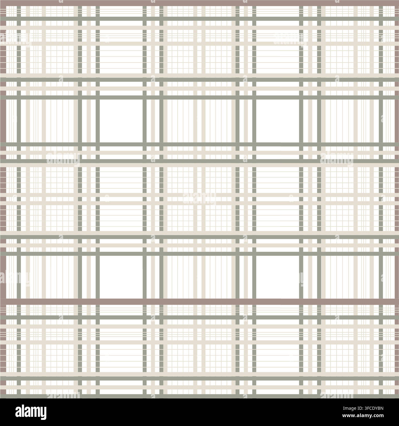 Checkered ornament, seamless pattern. Vector illustration. Subtle beige and olive lines on a white background For textiles, wallpaper, packaging and Stock Vector