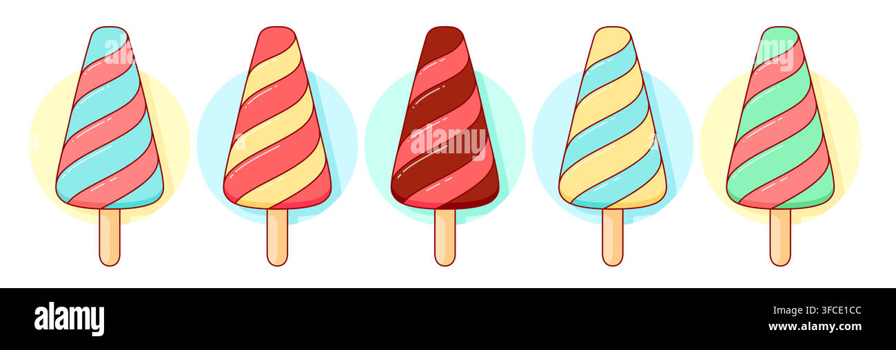 Ice cream scoop, popsicle set Stock Vector