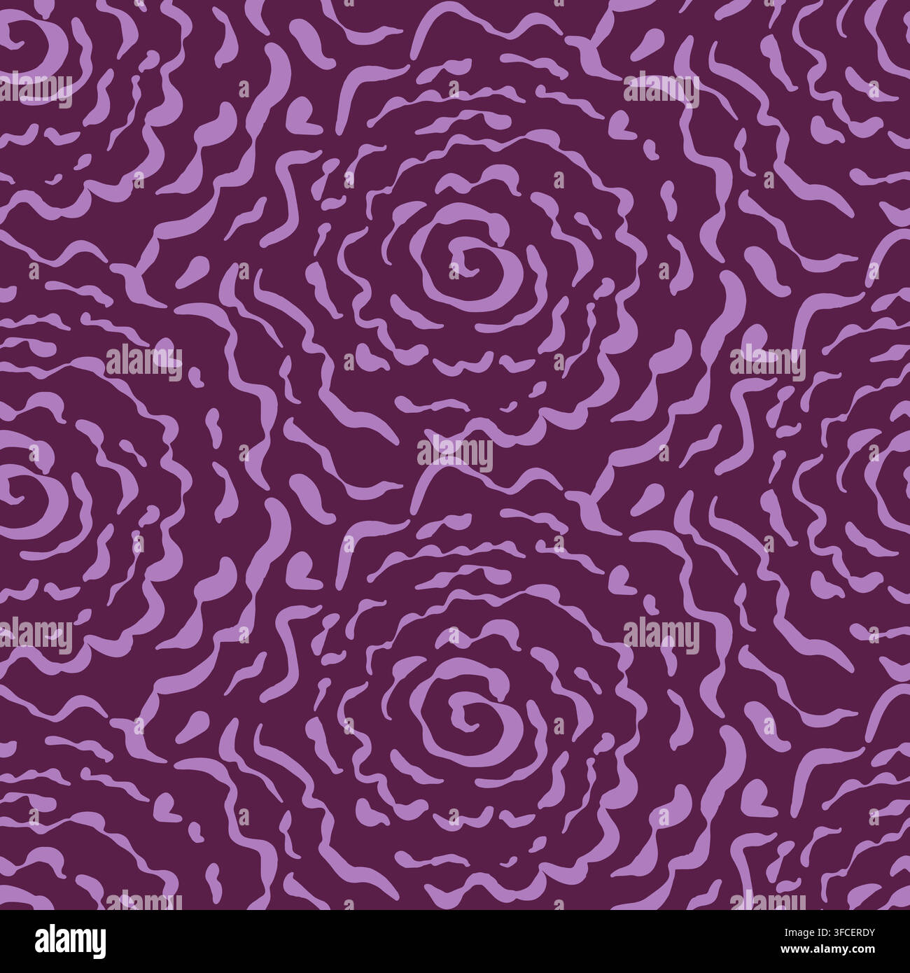 Seamless purple abstract floral flowing pattern Stock Vector