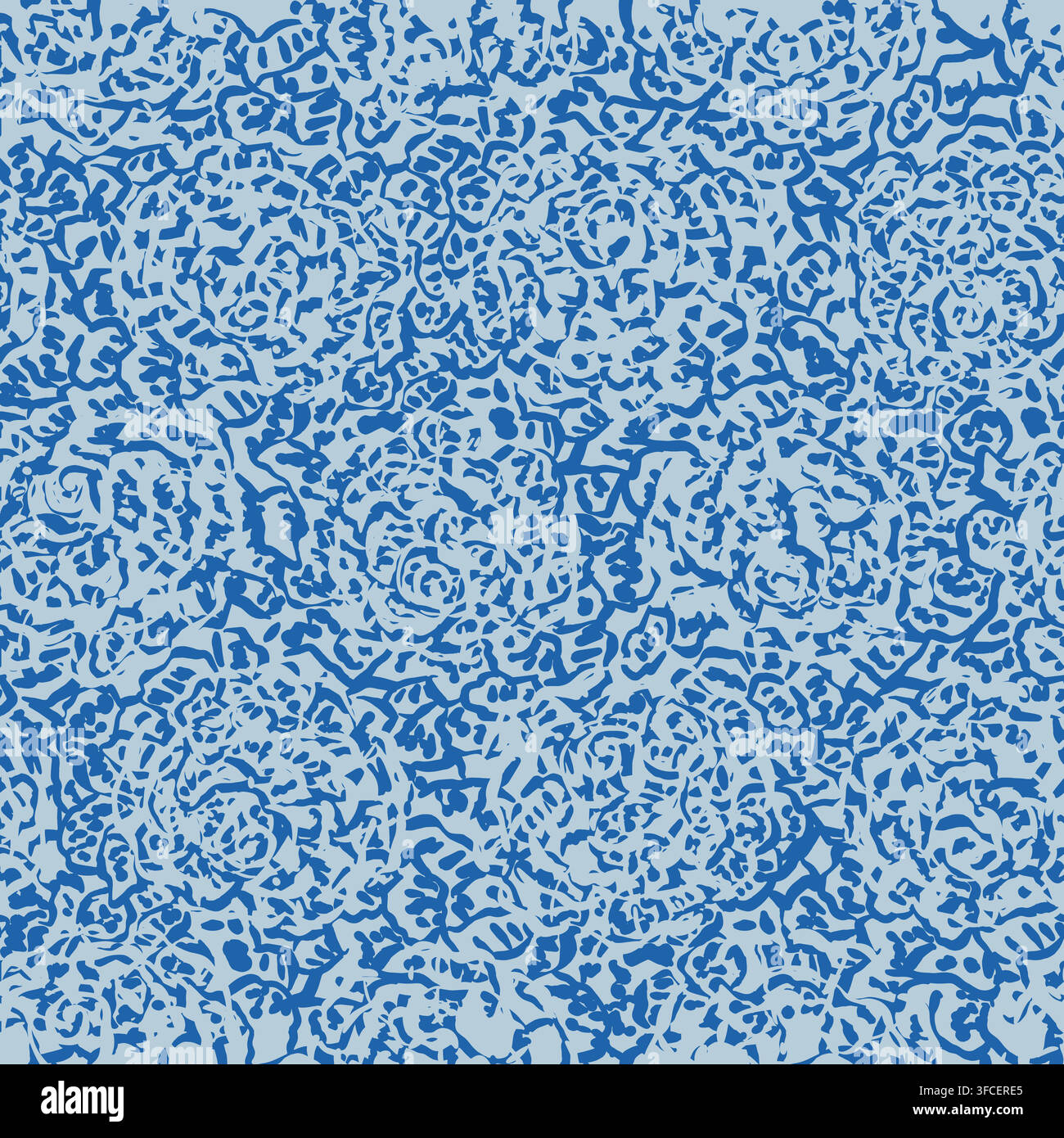 Blue abstract floral seamless pattern dense shapes Stock Vector