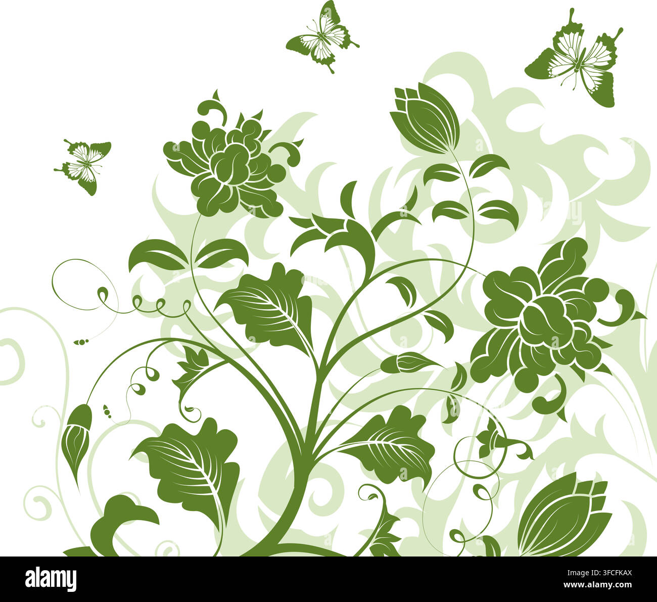 Flower frame with butterfly, element for design, vector illustration Stock Vector