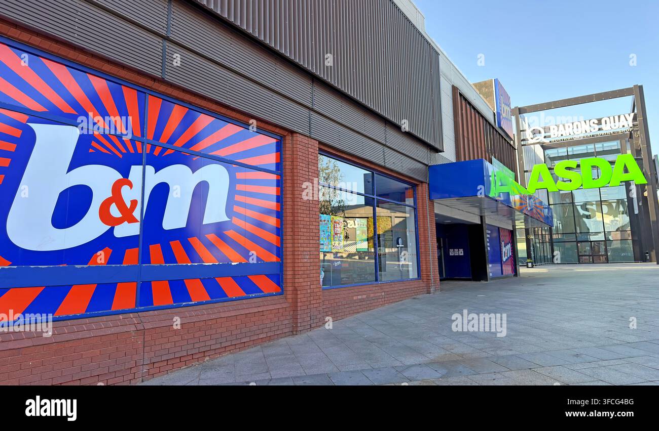 B&M and Asda at Barons Quay retail and leisure development in Northwich town centre, Cheshire Stock Photo