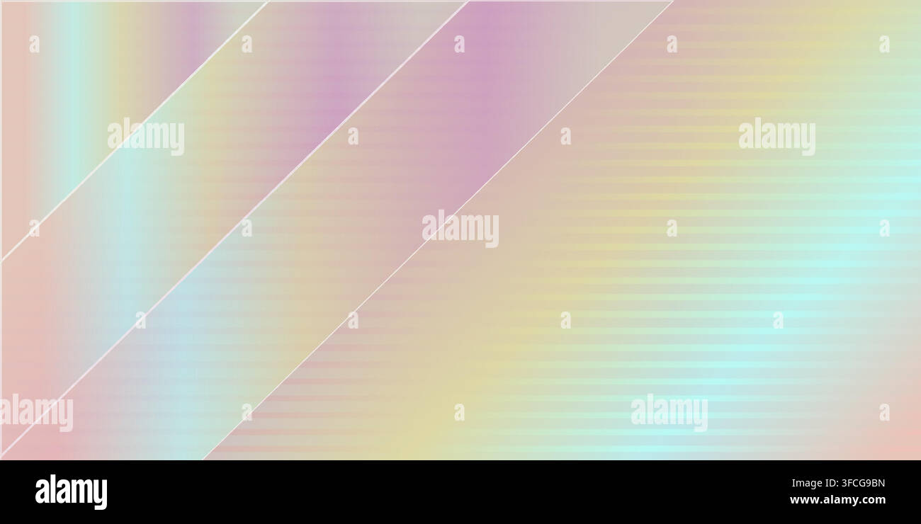 Abstract Holographic Pastel Gradient Background with Diagonal Lines Stock Vector