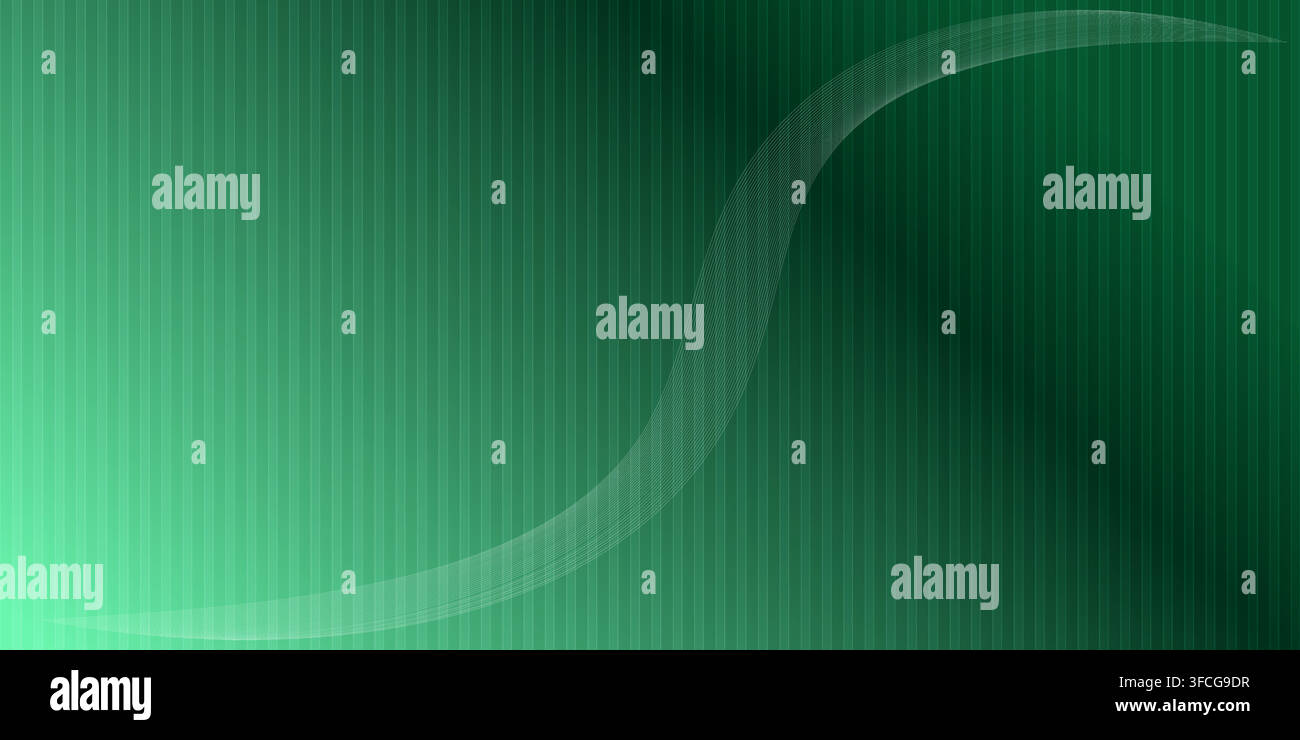 Dark Green Gradient Background with Wave Line and Vertical Stripes Stock Vector