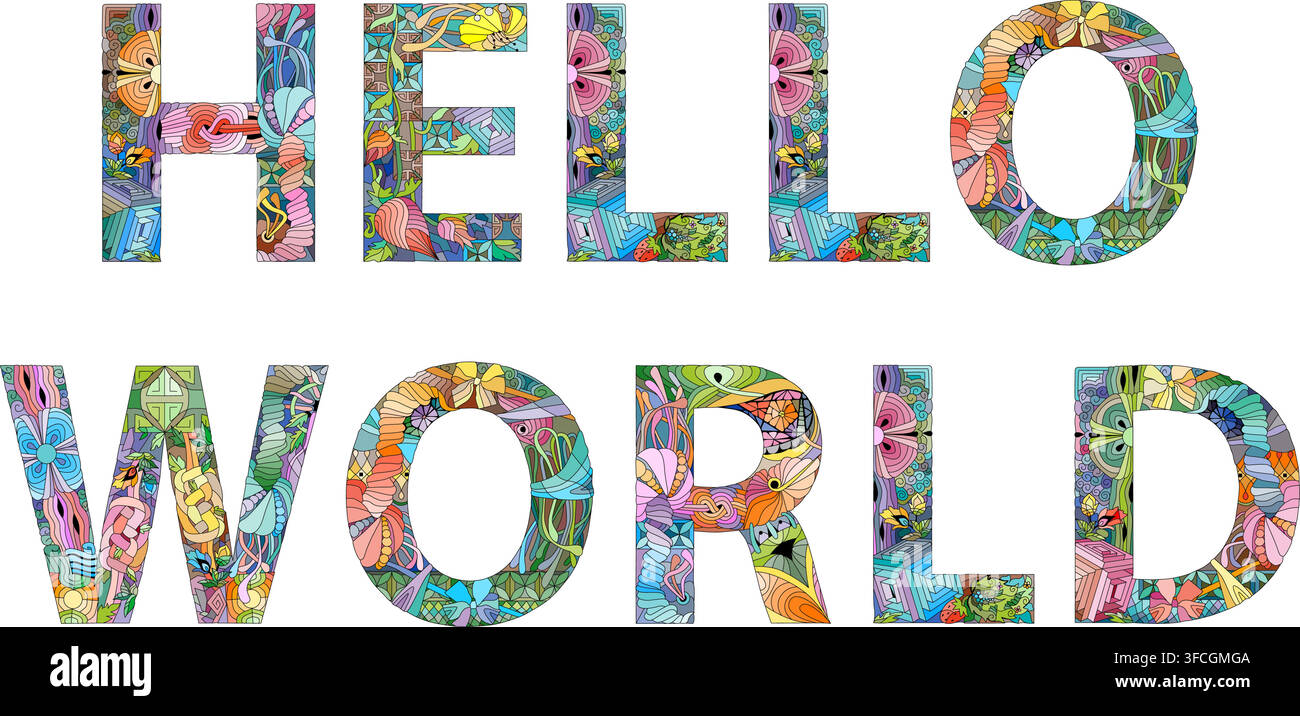 HELLO WORLD hand drawn modern design vector illustration. Stock Vector
