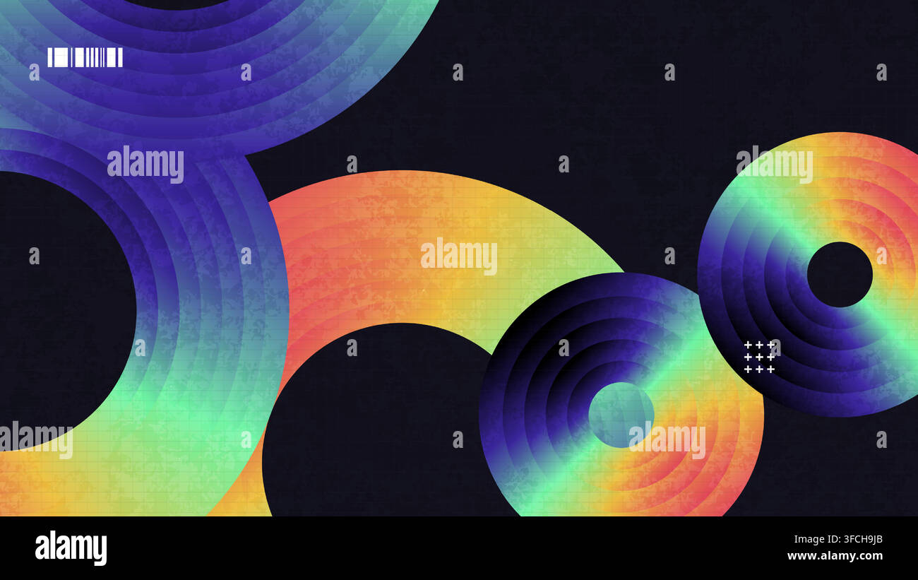 Colorful Geometric Abstract Background With Gradient Circles And Grid Texture Stock Vector