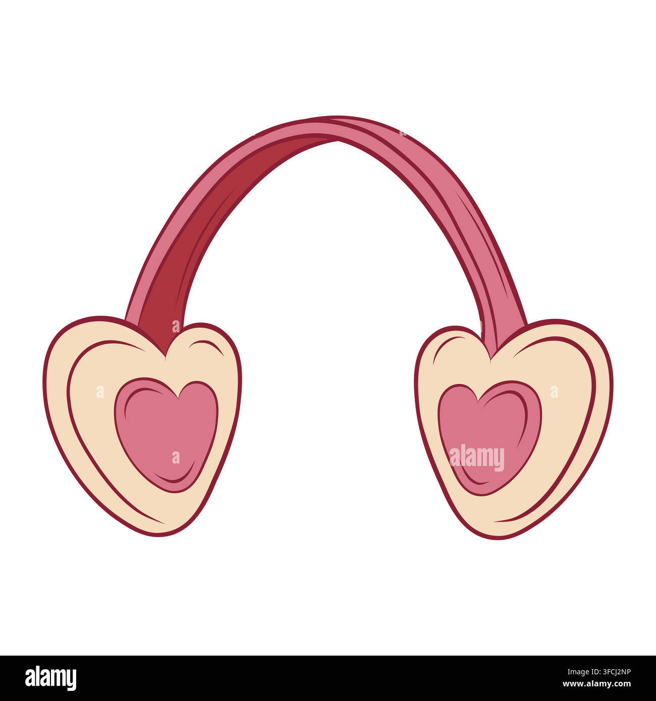 Vector illustration of winter earmuffs with heart shaped ear pads Stock Vector