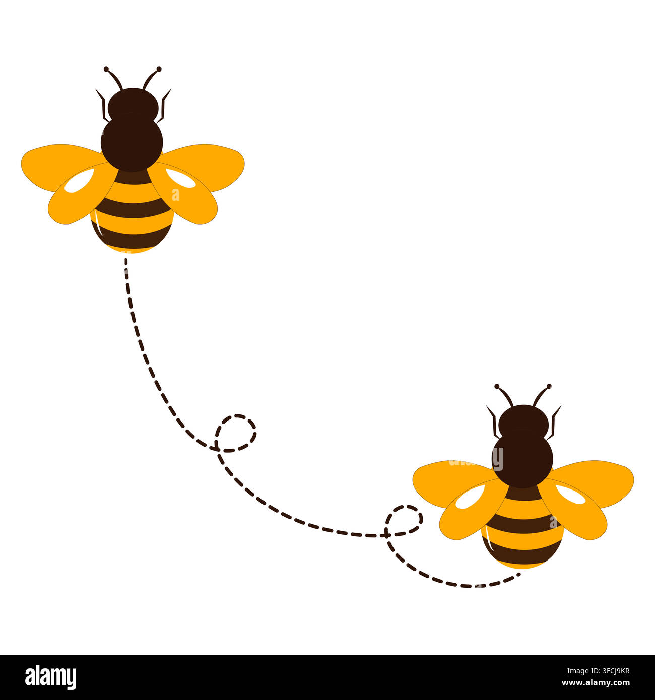 Cute Flying Bee with Dotted Trail Line Stock Vector