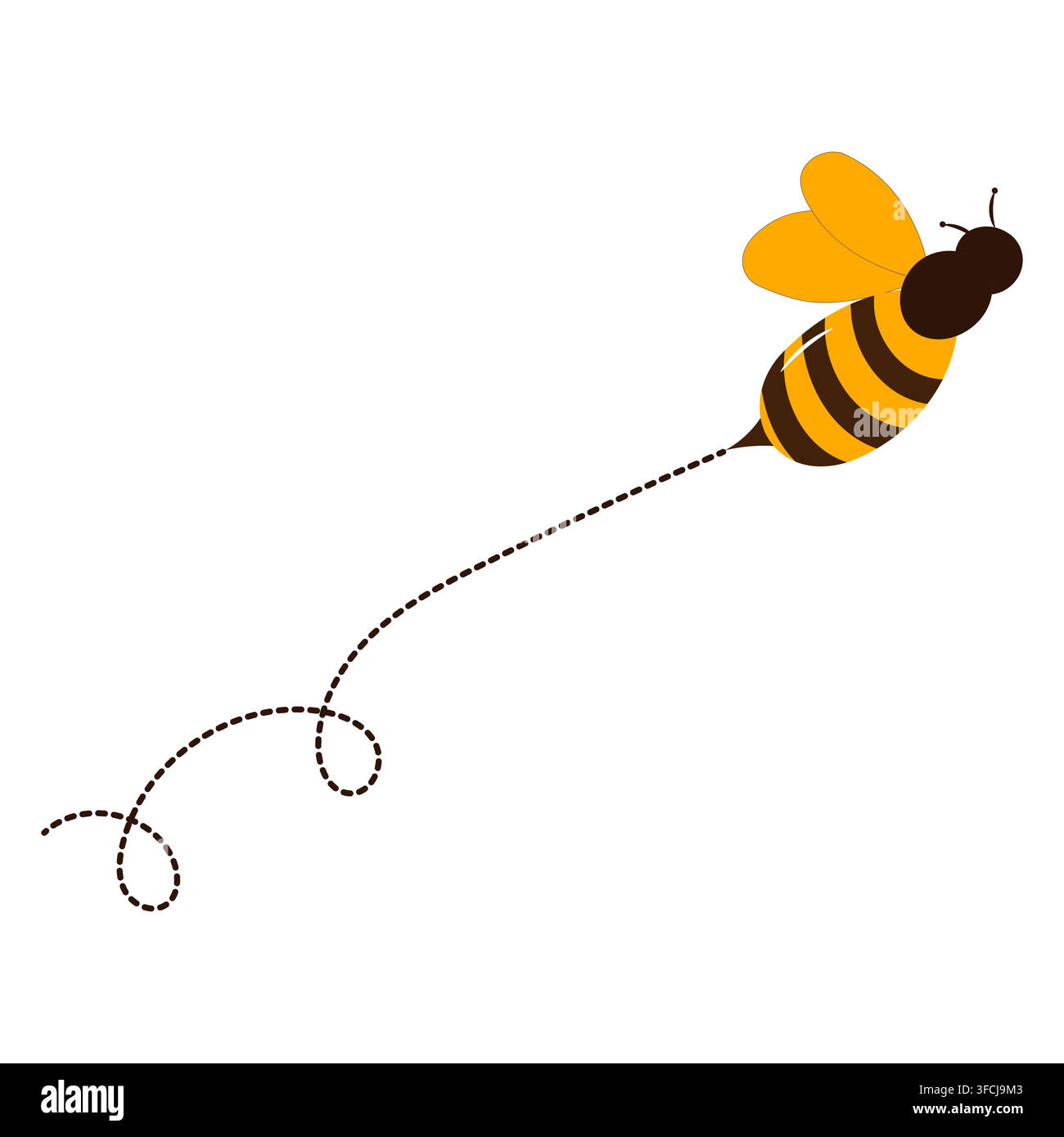Cute Flying Bee with Dotted Trail Line Stock Vector