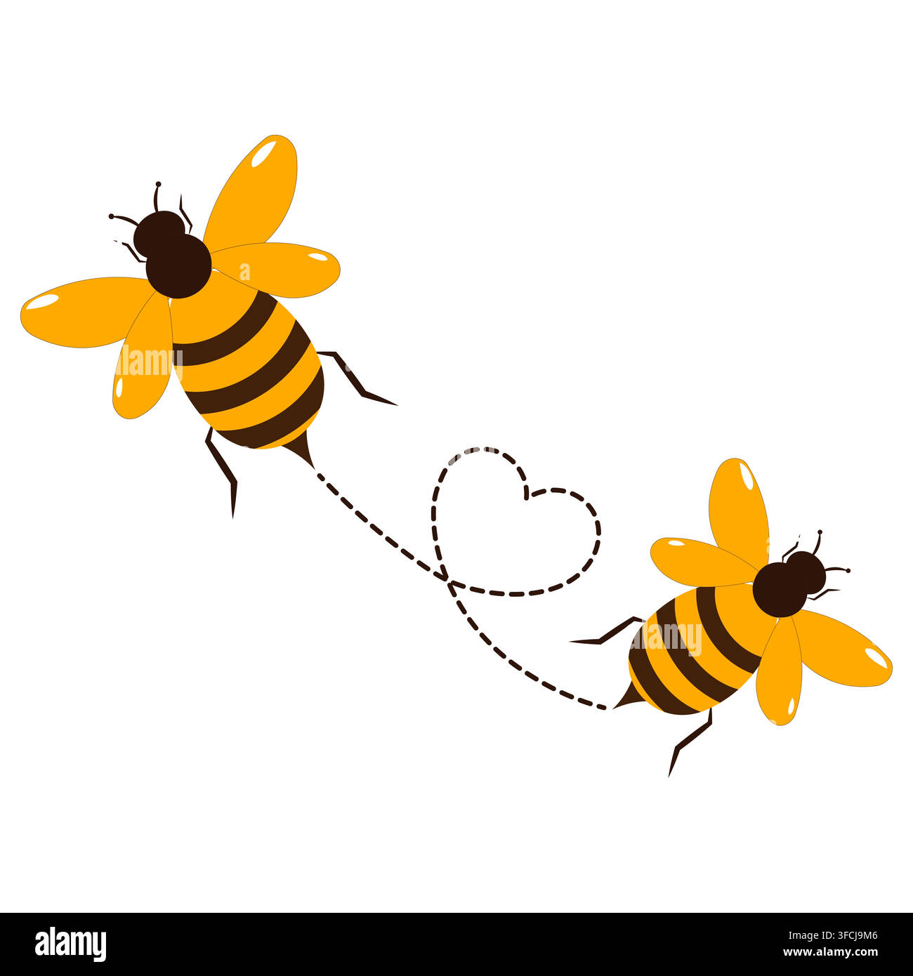 Cute Flying Bee with Dotted Trail Line Stock Vector