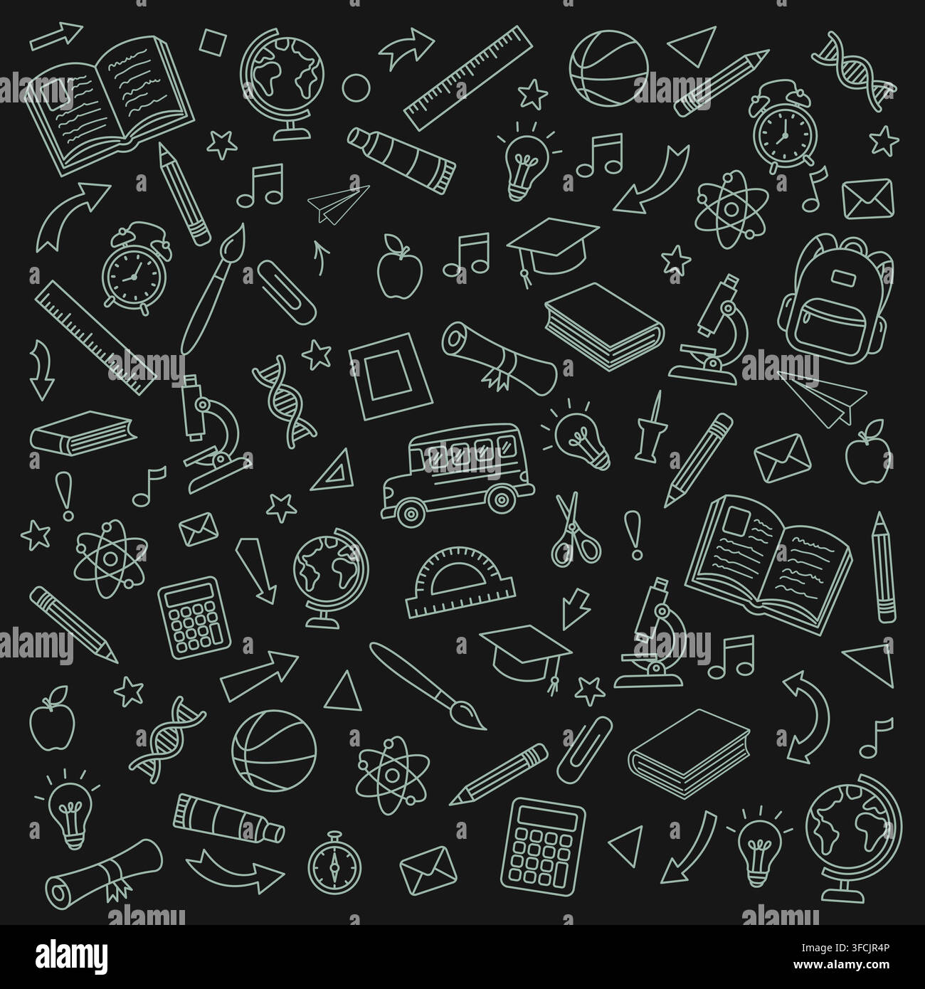 School elements. Doodle of back to school Stock Vector