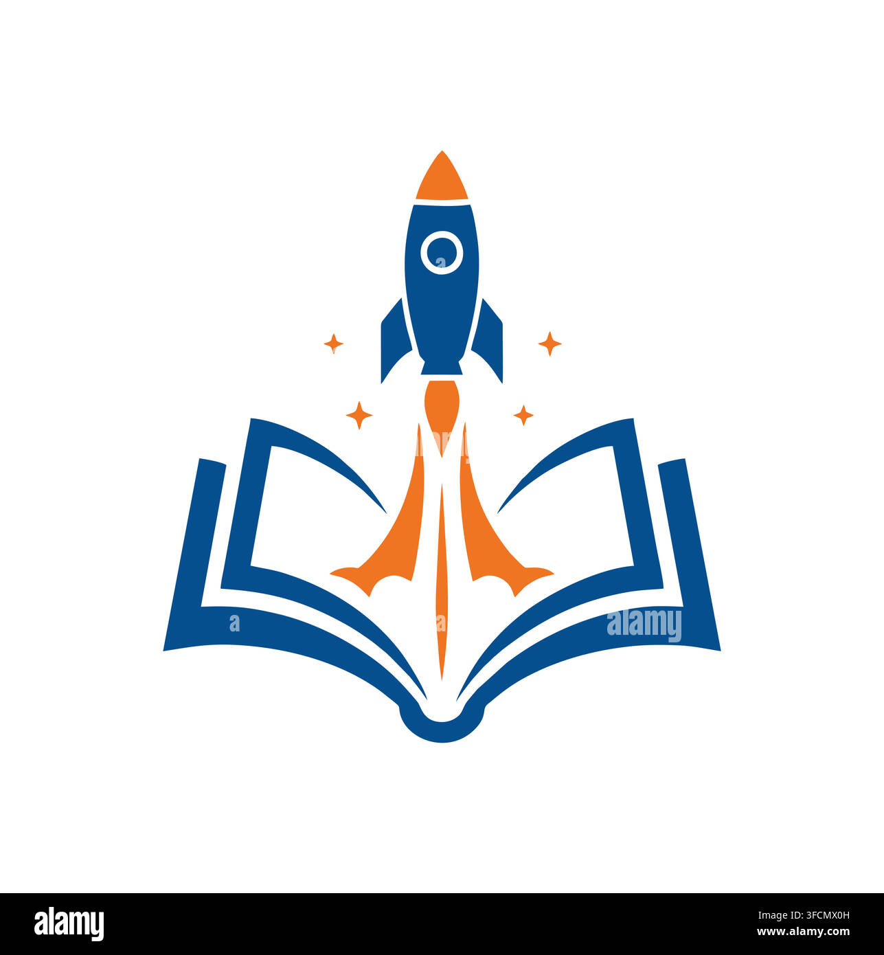 Modern Rocket Launch Book Edtech Academy Innovation Education Startup Logo Vector Stock Vector