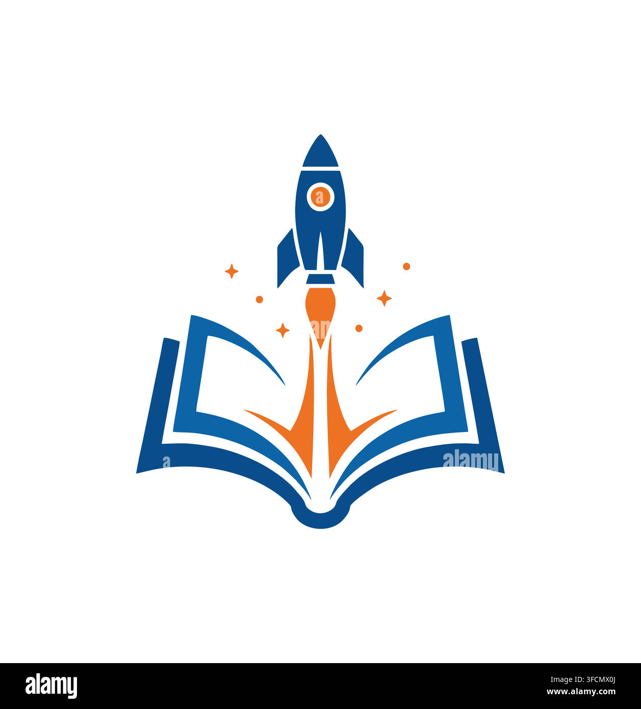 Modern Rocket Launching Open Book Fast Learning Education Tech Logo Vector Stock Vector