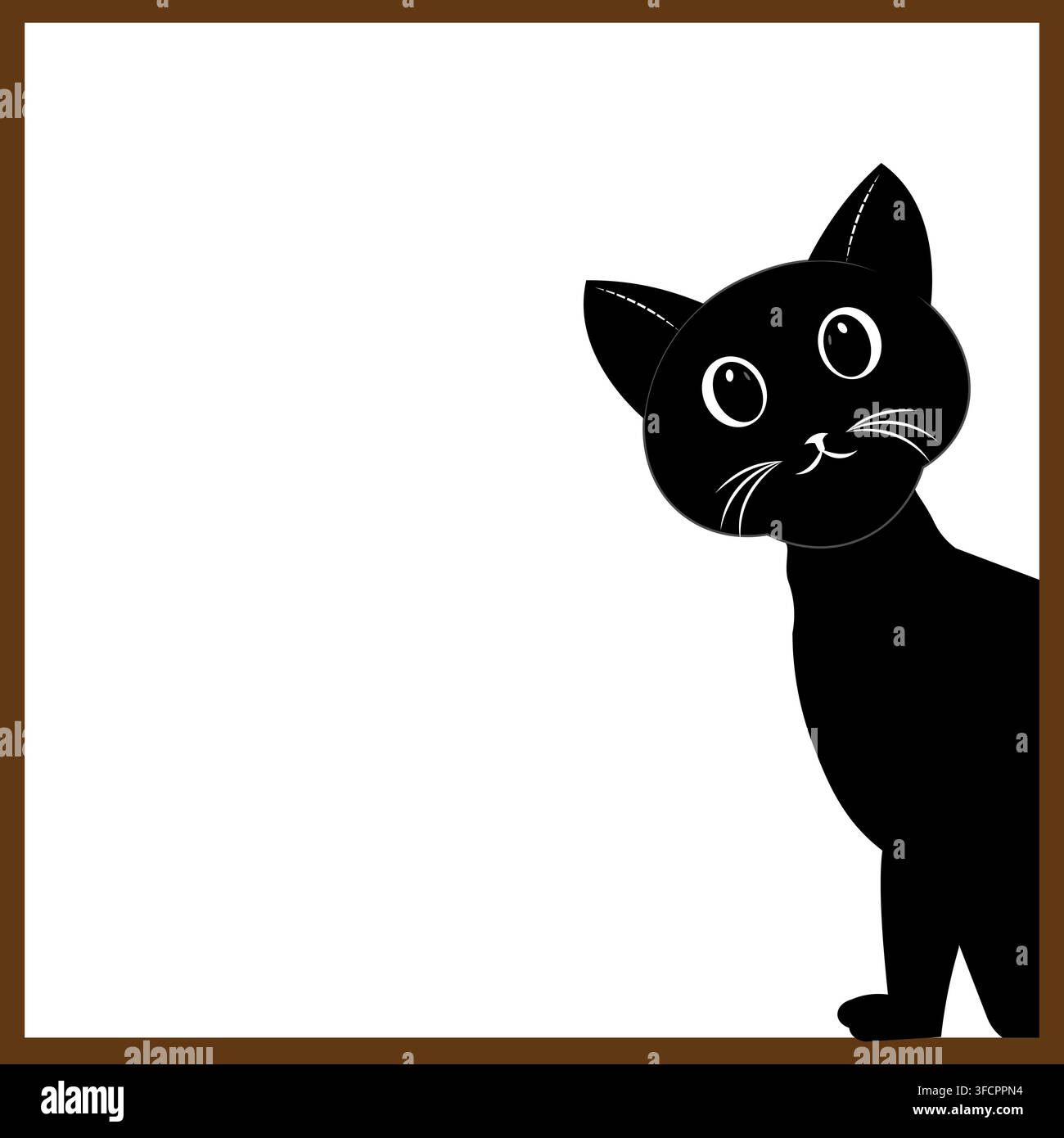 Cute Kitten Peeking Out Frame Border Graphic Stock Vector