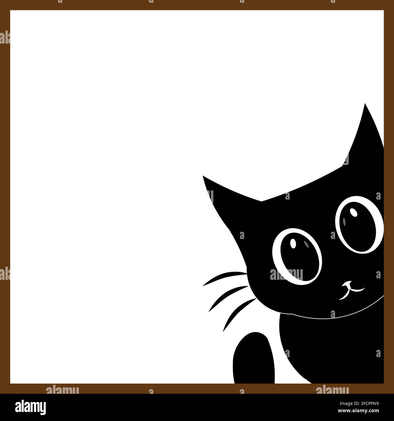 Cute Kitten Peeking Out Frame Border Graphic Stock Vector