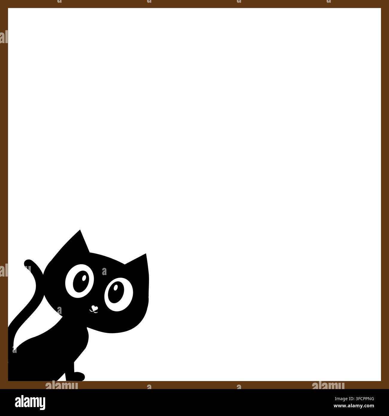 Cute Kitten Peeking Out Frame Border Graphic Stock Vector