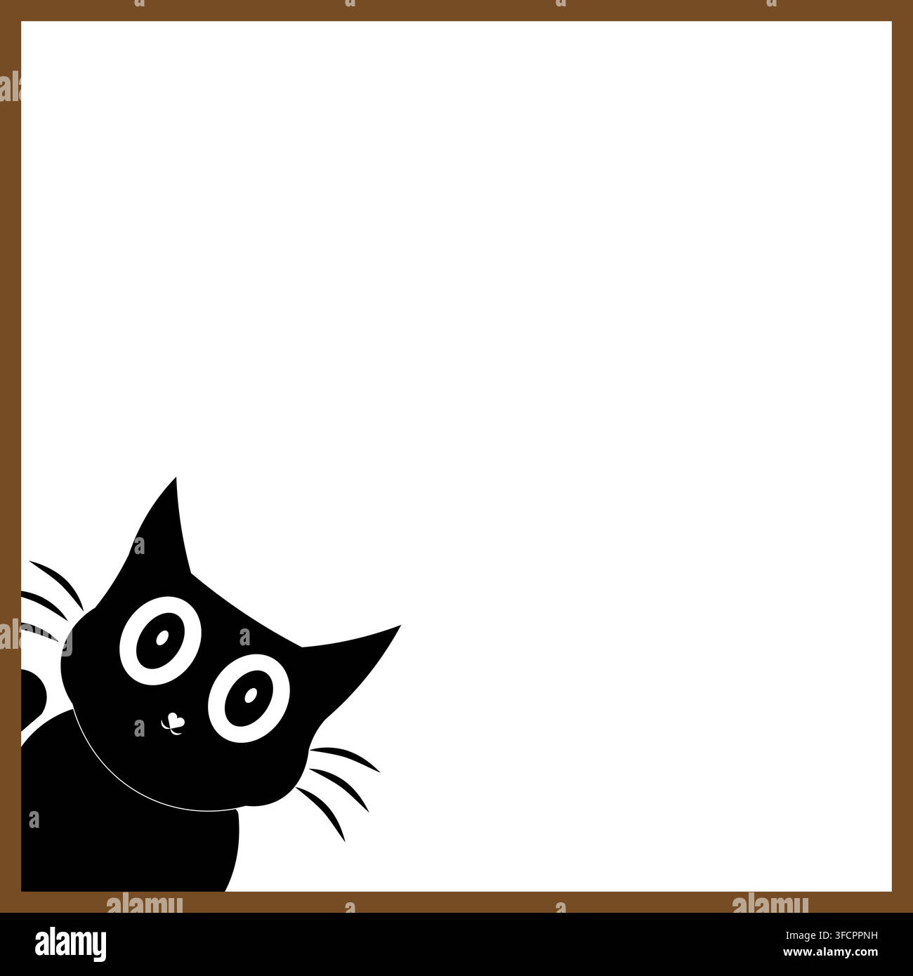 Cute Kitten Peeking Out Frame Border Graphic Stock Vector
