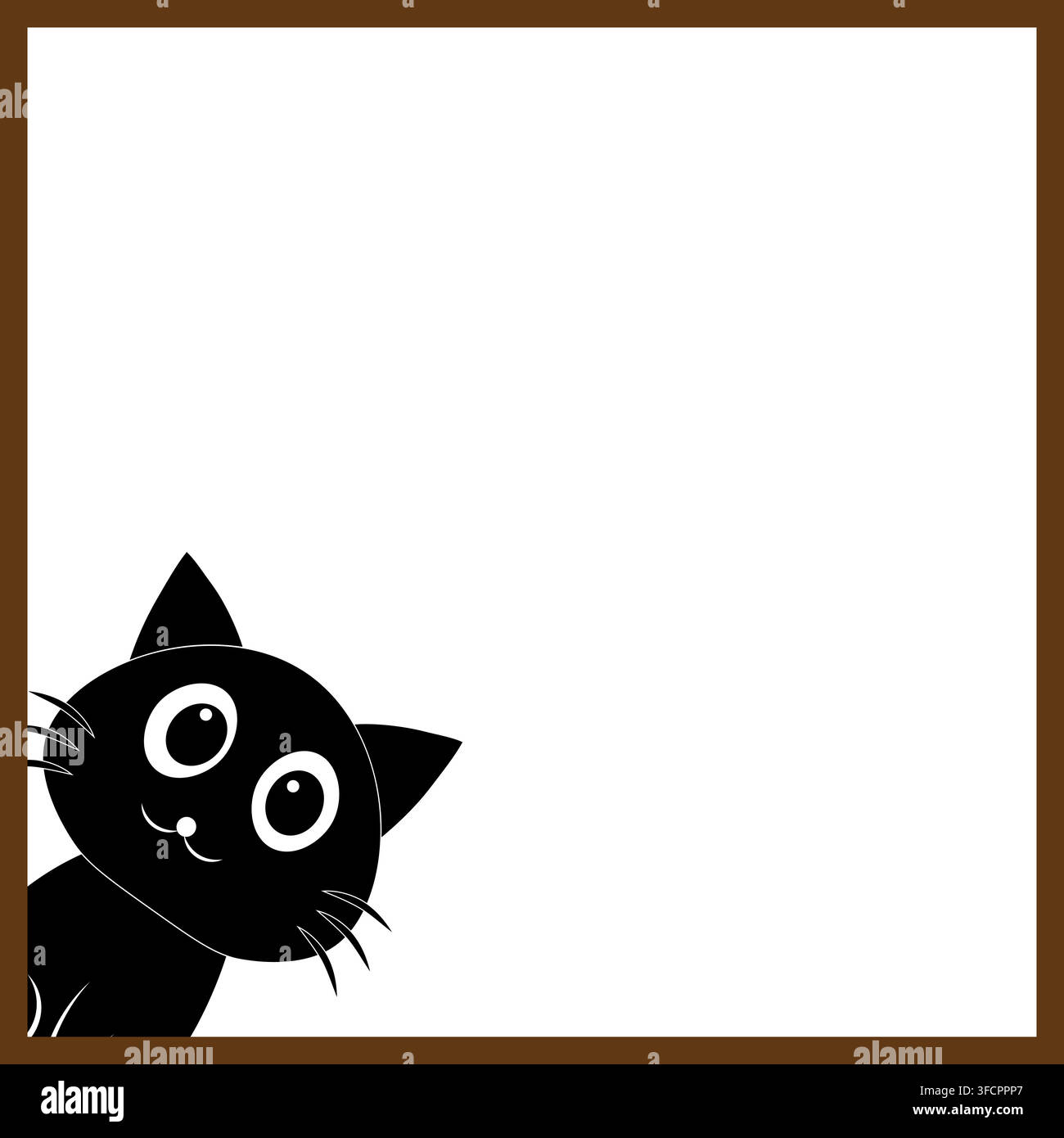 Cute Kitten Peeking Out Frame Border Graphic Stock Vector