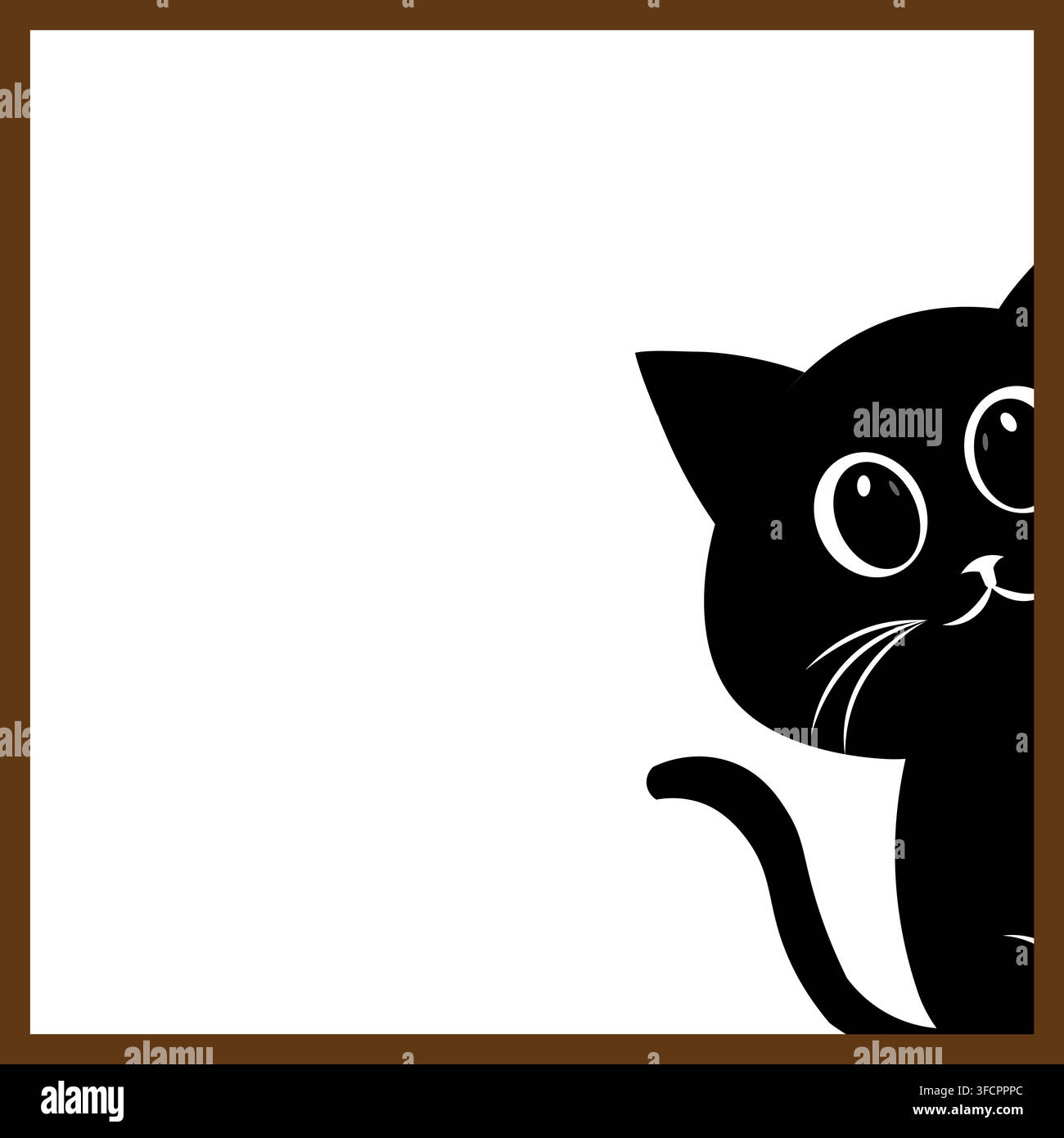 Cute Kitten Peeking Out Frame Border Graphic Stock Vector