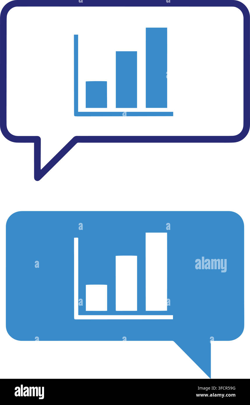 Business growth and data analysis represented by bar chart in speech bubble for presentations. Stock Vector