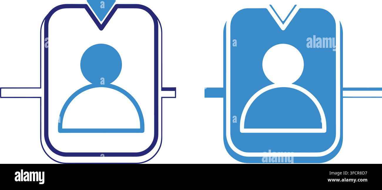 Two user profile icons in different styles, outline and solid, for account and identification graphics. Stock Vector