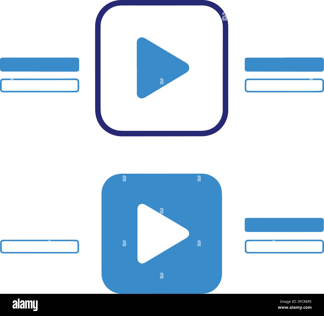 Video player interface play button vector icon symbol isolated on transparent background. Stock Vector