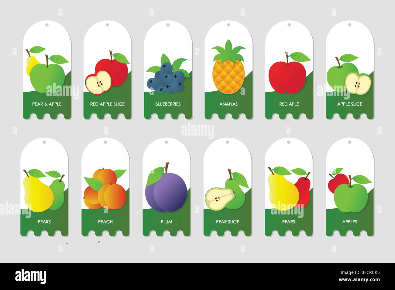 Fresh Mixed Fruit Carton Label Collection Stock Vector