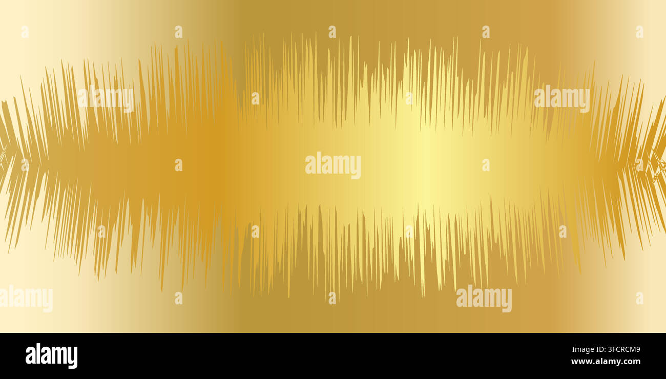 Premium golden audio soundwave visualization background with metallic gradient Stock Vector