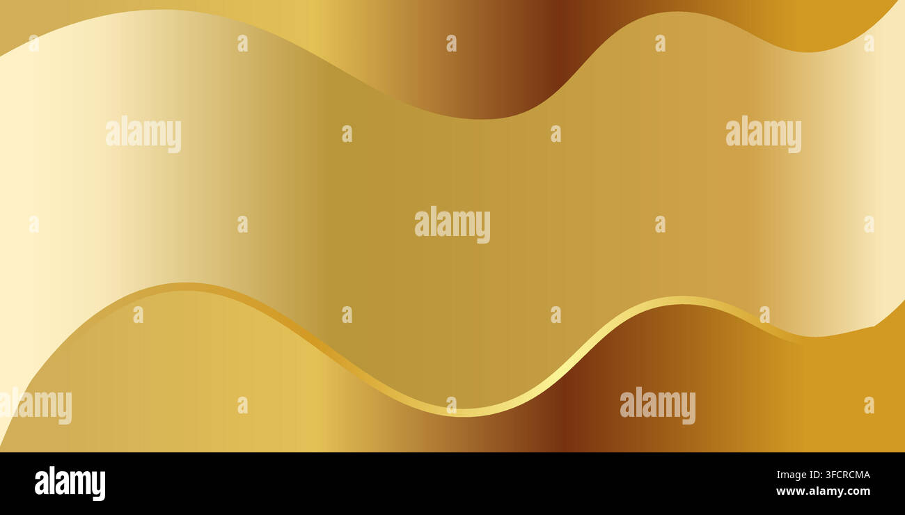 Abstract golden gradient geometric wave background texture Stock Vector